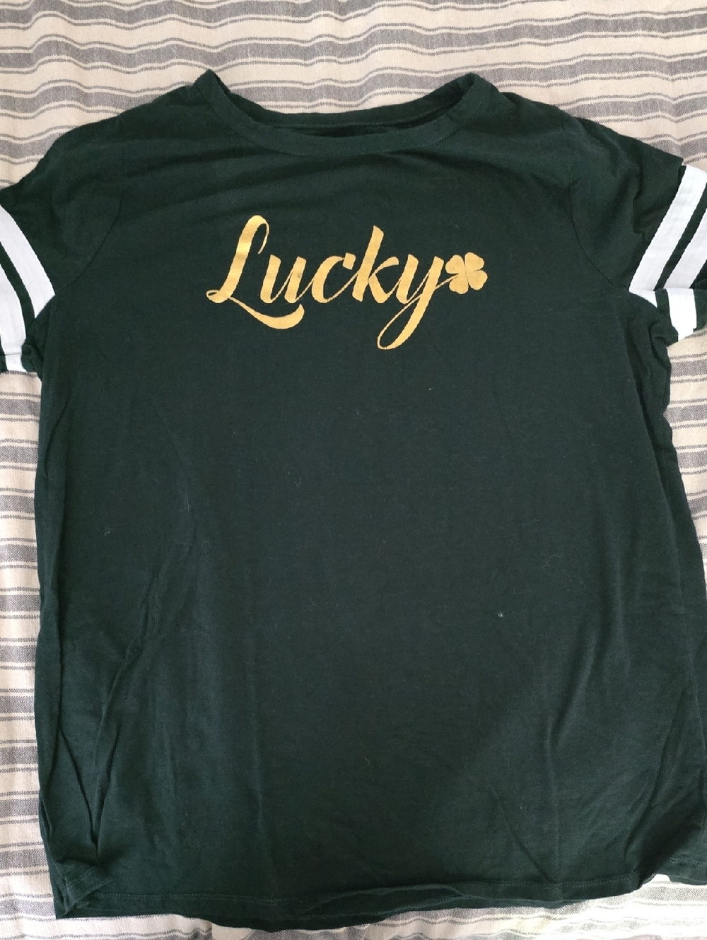 Lane Bryant Dark Green Graphic Tee with White Print